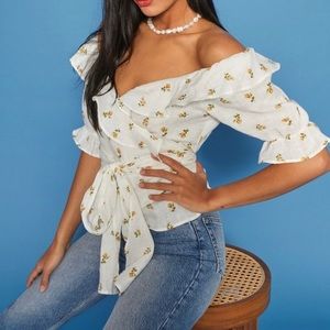 Reformation Rosebud Linen Top - Size Medium